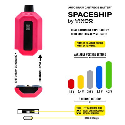 SPACESHIP 650mAh Dual cartridge battery by VIXOR – 10ct